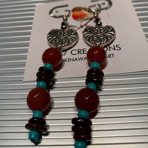 Garnet(crystal) Heart Earrings